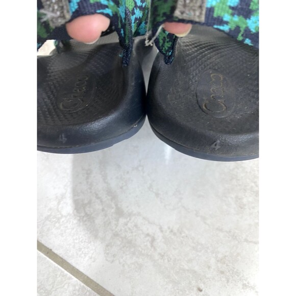 Chaco Sandals Kids Sz 4 Unisex Blue Green Hiking Water Camping - Picture 4 of 9